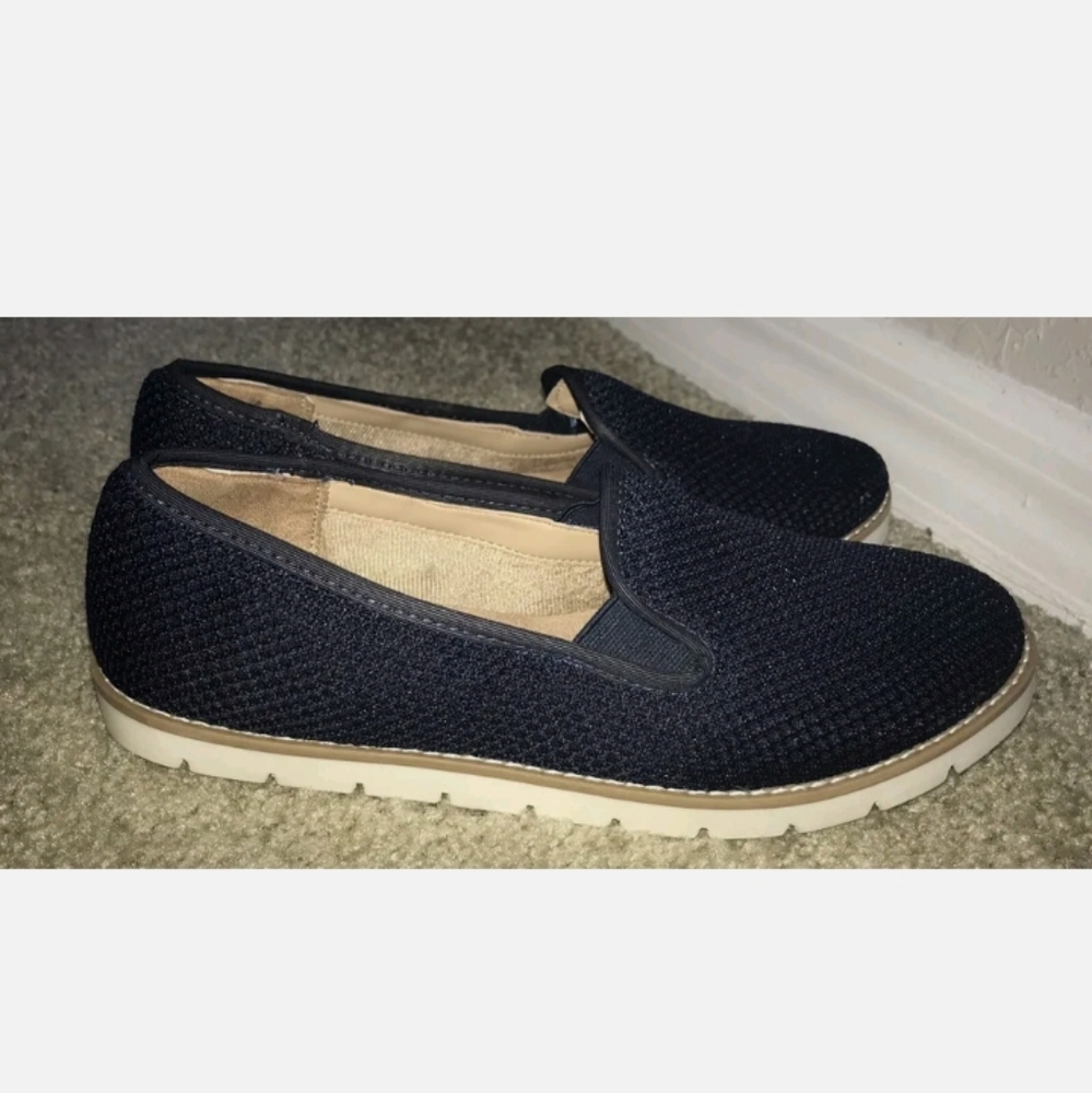 Woman's Navy Blue Loafer Canvas Slip On Shoes